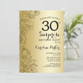 Gold Surprise 30th Birthday Party Kaart (Staand voorkant)