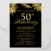 Gold Surprise 50ste bruiloft Jubileum Folie Uitnodiging (Voorkant)