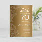 Gold Surprise 70th Birthday Kaart (Staand voorkant)