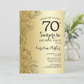 Gold Surprise 70th Birthday Party Kaart (Staand voorkant)