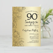Gold Surprise 90th Birthday Party Kaart (Staand voorkant)