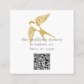 Gold Swallows QR Code Brown Square Biz Card Vierkante Visitekaartje (Achterkant)