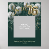 Gold Sweet 16 Bday ballonnen Foto Prop Green Poster (Voorkant)