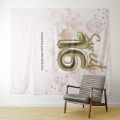 Gold Sweet 16 bday-ballonnen Partij roze achtergro Wandkleed (In Situ (horizontaal))