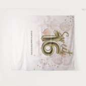 Gold Sweet 16 bday-ballonnen Partij roze achtergro Wandkleed (Voorkant (horizontaal))