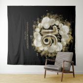 Gold Sweet 16 bday-ballonnen party zwarte achtergr Wandkleed (In Situ (horizontaal))