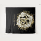 Gold Sweet 16 bday-ballonnen party zwarte achtergr Wandkleed (Voorkant (horizontaal))