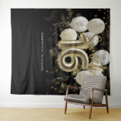 Gold Sweet 16 bday-ballonnen party zwarte achtergr Wandkleed (In Situ (horizontaal))