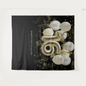 Gold Sweet 16 bday-ballonnen party zwarte achtergr Wandkleed (Voorkant (horizontaal))