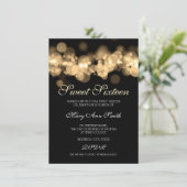 Gold Sweet 16 Birthday Bokeh Lights Kaart (Staand voorkant)
