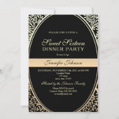 Gold Sweet 16 Birthday Invitation Kaart (Voorkant)