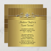 Gold Sweet 16 Birthday Party Kaart (Voorkant / Achterkant)