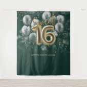 Gold Sweet 16-daagse ballonnen Emerald Green Backd Wandkleed (Voorkant)