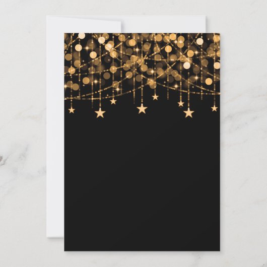 Gold Sweet 16 Sparkly String Lights Opslagdatum Save The Date (Achterkant)