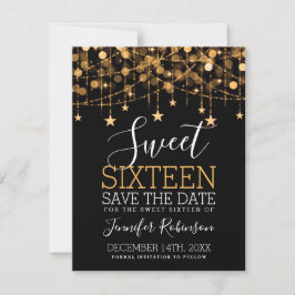 Gold Sweet 16 Sparkly String Lights Opslagdatum Save The Date