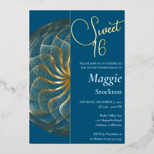 Gold Sweet 16 uitnodiging (Voorkant)