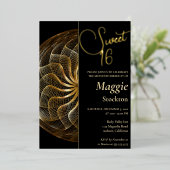 Gold Sweet 16 uitnodiging (Staand Voorkant)