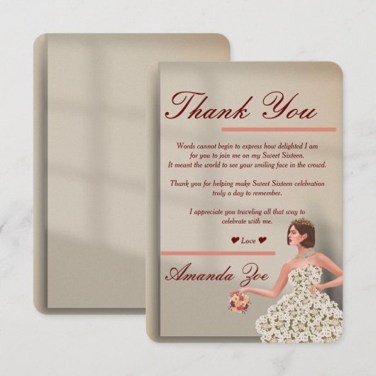 Gold Sweet Sixteen Hartelijk dank Save The Date (Voorkant / Achterkant)