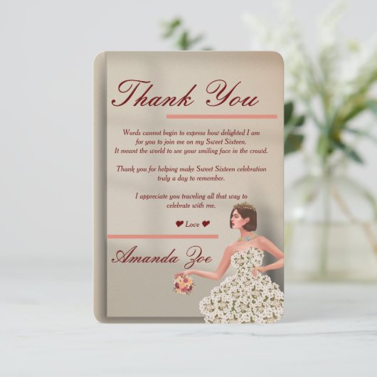 Gold Sweet Sixteen Hartelijk dank Save The Date (Staand voorkant)