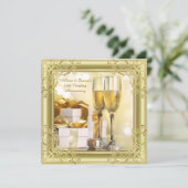 Gold Swirl 50th Wedding Jubileum Party Kaart (Staand voorkant)