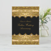Gold Swirl 50th Wedding Jubileum Uitnodiging (Staand voorkant)