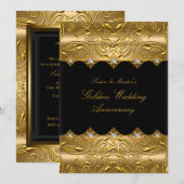 Gold Swirl 50th Wedding Jubileum Uitnodiging (Voorkant / Achterkant)