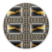 Gold Swirl Black Luxury Monochrom Hardware Dresser Keramische Knop (Voorkant)