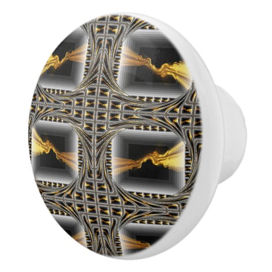 Gold Swirl Black Luxury Monochrom Hardware Dresser Keramische Knop (Rechts)