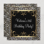 Gold Swirl Elegant Leopard Verjaardagsfeest Kaart (Voorkant / Achterkant)