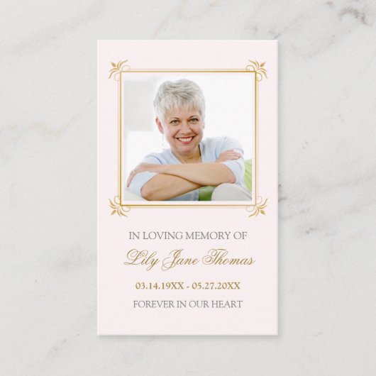  Gold Swirl Funeral Prayer Card | Colo bewerken Visitekaartje (Voorkant)