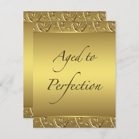Gold Swirl Gerijpt tot Perfectie Verjaardagsfeest Kaart (Voorkant / Achterkant)