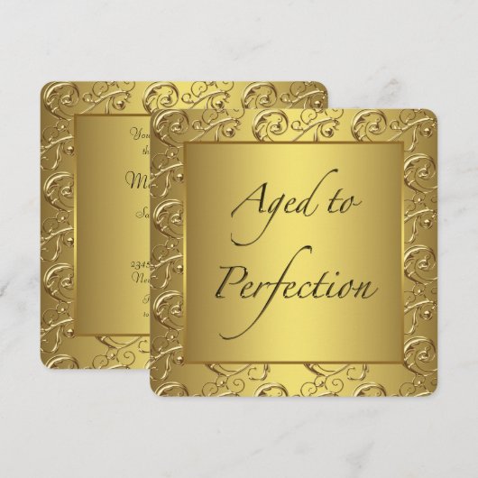 Gold Swirl Gerijpt tot Perfectie Verjaardagsfeest Kaart (Voorkant / Achterkant)