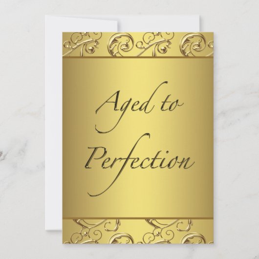 Gold Swirl Gerijpt tot Perfectie Verjaardagsfeest Kaart (Voorkant)