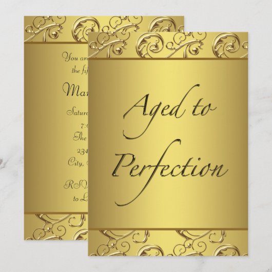 Gold Swirl Gerijpt tot Perfectie Verjaardagsfeest Kaart (Voorkant / Achterkant)