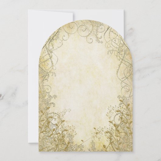 Gold Swirl Gold Metallic Wedding Invitations Kaart (Achterkant)
