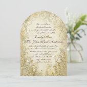 Gold Swirl Gold Metallic Wedding Invitations Kaart (Staand voorkant)