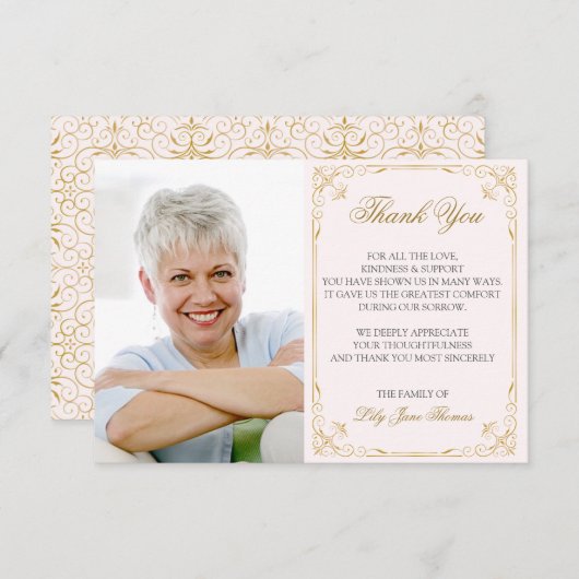 Gold Swirl - Hartelijk dank | Kleur bewerken Bedankkaart (Voorkant / Achterkant)