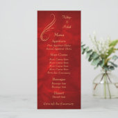 Gold Swirl Helder Rood Wedding Menu (Staand voorkant)