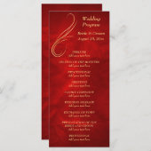Gold Swirl Helder Rood Wedding Programma Programmakaart (Voorkant / Achterkant)