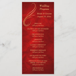 Gold Swirl Helder Rood Wedding Programma Programmakaart