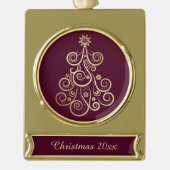 Gold Swirl Holiday Tree Verguld Banner Ornament (Voorkant)