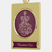 Gold Swirl Holiday Tree Verguld Banner Ornament (Links)