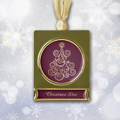 Gold Swirl Holiday Tree Verguld Banner Ornament
