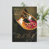 Gold Swirl Masquerade Mask RSVP Invitation Kaartje (Staand voorkant)