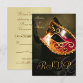 Gold Swirl Masquerade Mask RSVP Invitation Kaartje (Voorkant / Achterkant)