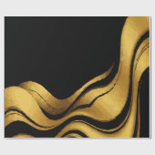 Gold Swirl on Black Pattern – Elegant Luxury Gift  Cadeaupapier (Vlak)