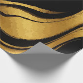 Gold Swirl on Black Pattern – Elegant Luxury Gift  Cadeaupapier (Hoek)