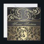 Gold Swirl & Roos Sweet 16th Birthday Uitnodiging<br><div class="desc">Elegant Gold Swirl & Roos Sweet 16th Birthday Invitation,  ook verkrijgbaar in andere kleuren.</div>
