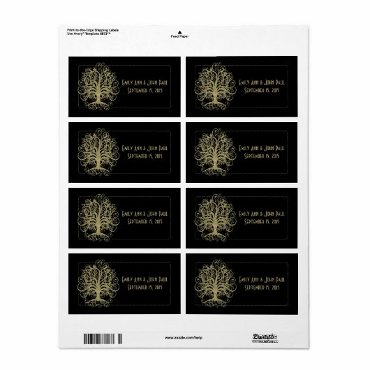 Gold Swirl-structuur op zwart met Stippen Sla de d Etiket (Full Sheet)