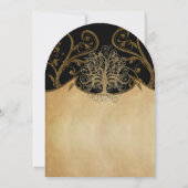 Gold Swirl Tree Gold en Black Metallic Wedding Kaart (Achterkant)